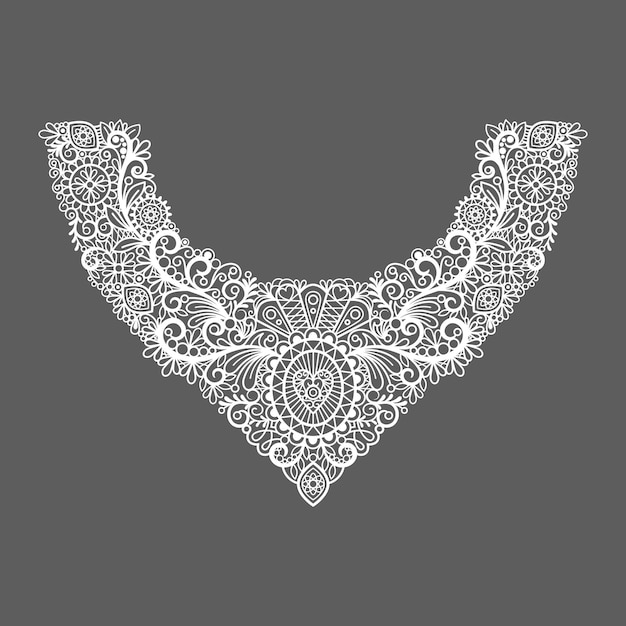 Neck print   floral design. Fashion white lace collar.   illustration