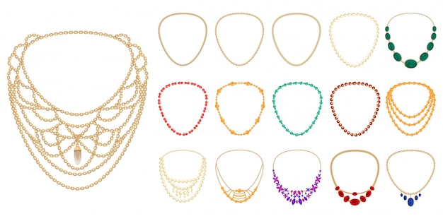 Necklace icon set