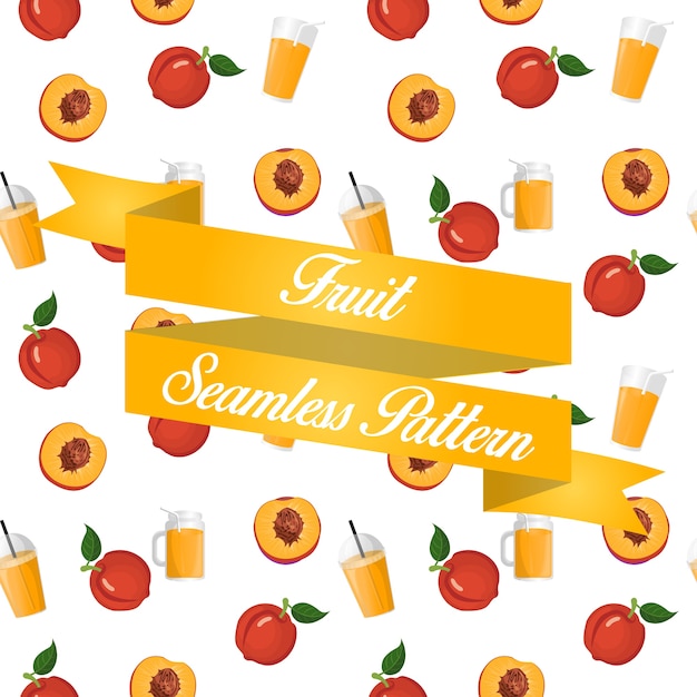 Nectarine Fruit Juice Seamless Pattern Background