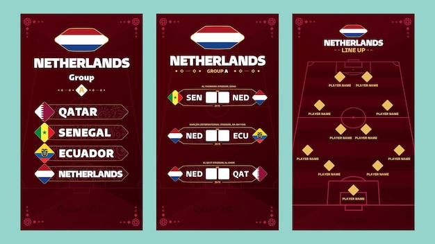 Vector nederland banner instellen voor social media qatar 2022