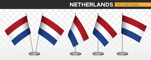 Nederland bureau vlaggen mockup 3d vector illustratie tabel vlag van niderland holland