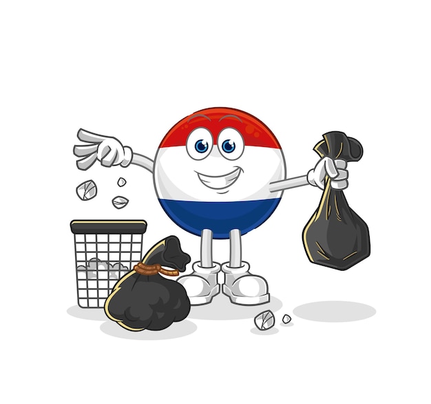 Nederland gooien vuilnis mascotte cartoon vector