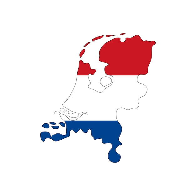 Nederland kaart silhouet met vlag op witte achtergrond