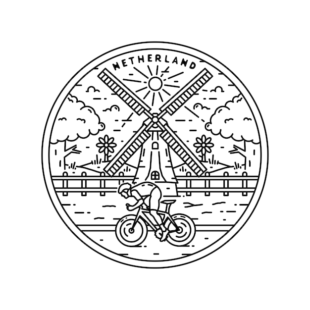 Nederland Logo Vintage Monoline-insigne