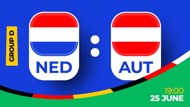 Nederland vs Oostenrijk voetbal 2024 wedstrijd versus 2024 groepsfase kampioenschapswedstrijd versus teams intro sport achtergrond kampioenschap wedstrijd