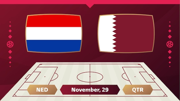 Nederland vs qatar football 2022 groep a world football competition kampioenschap wedstrijd versus