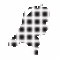 Nederlandse landkaart gemaakt van abstract halftoonpatroon