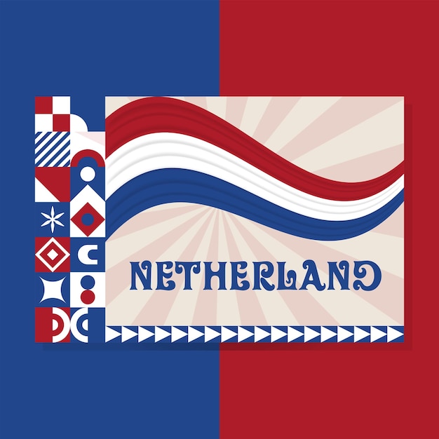 Vector nederlandse spandoek met cultureel ontwerp. ontwerp van de nationale feestdag voor de viering van nederland