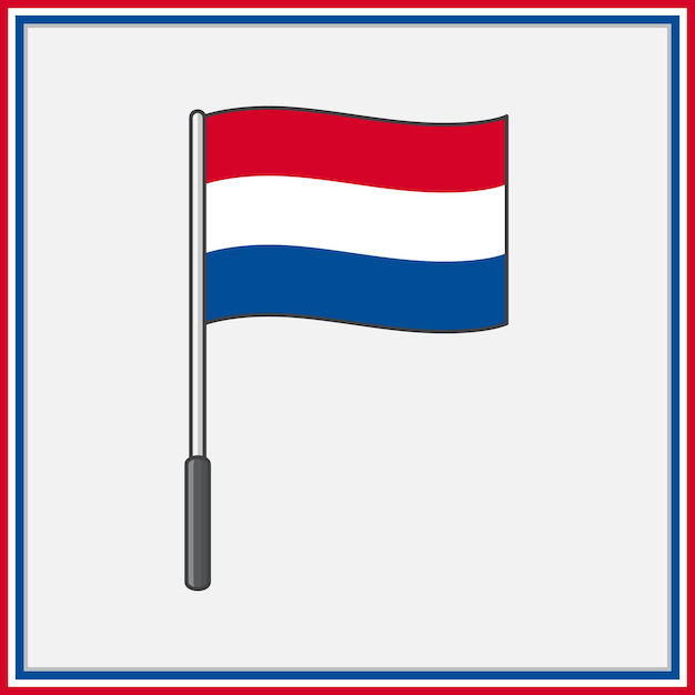 Vector nederlandse vlag cartoon vectorillustratie vlag van nederland platte pictogram omtrek