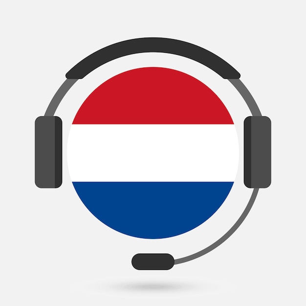 Nederlandse vlag met koptelefoon vector illustratie nederlandse taal