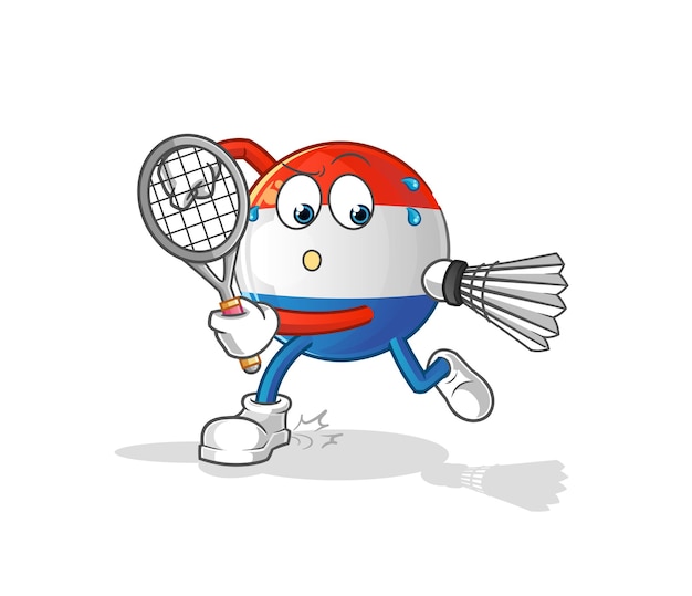 Nederlandse vlag spelen badminton illustratie karakter vector