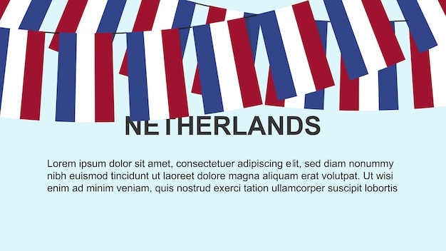 Vector nederlandse vlaggen hangen aan een touw viering en begroeting concept onafhankelijkheidsdag