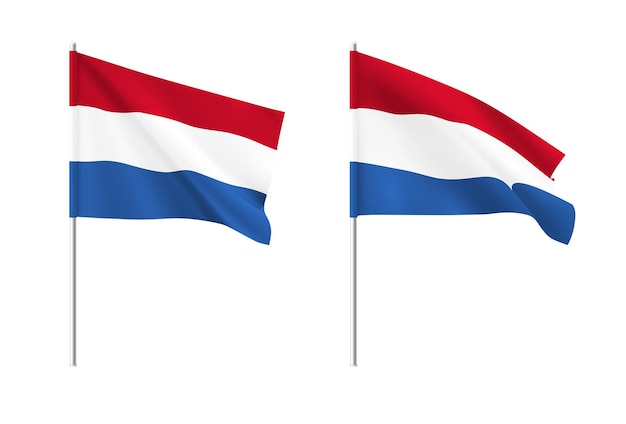 Nederlandse vlaggen set van nationale realistische nederlandse vlaggen