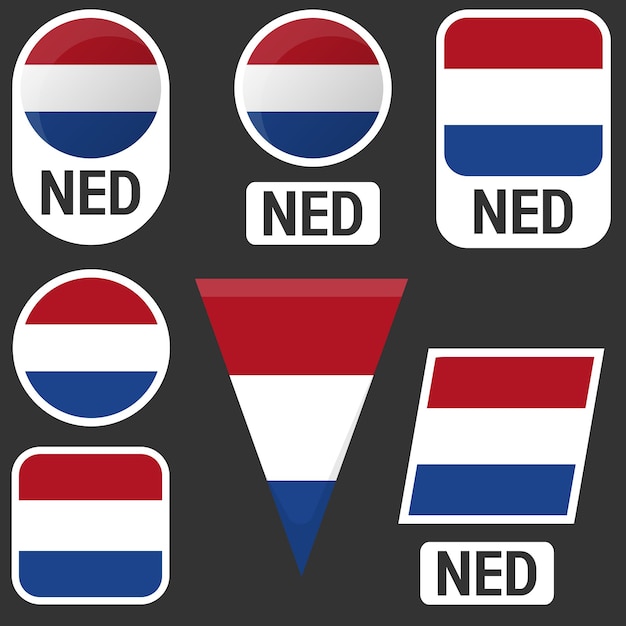 Nederlandse vlaggencollectie Vlaggen van verschillende vormen Vectorillustratie