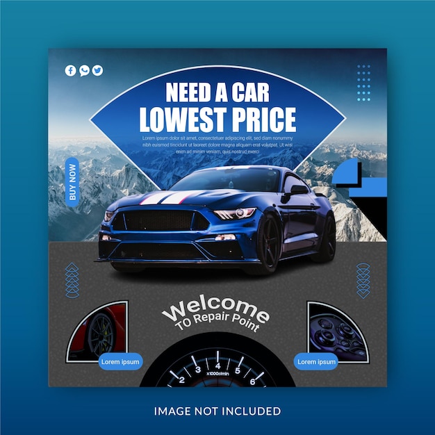 Hai bisogno di un modello di banner instagram per post sui social media con il prezzo più basso dell'auto