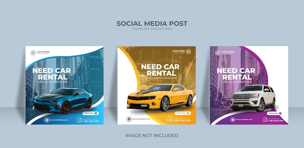 Need car rental promotion social media instagram post banner template premium