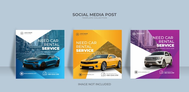 Need car rental  service  instagram social media post banner template