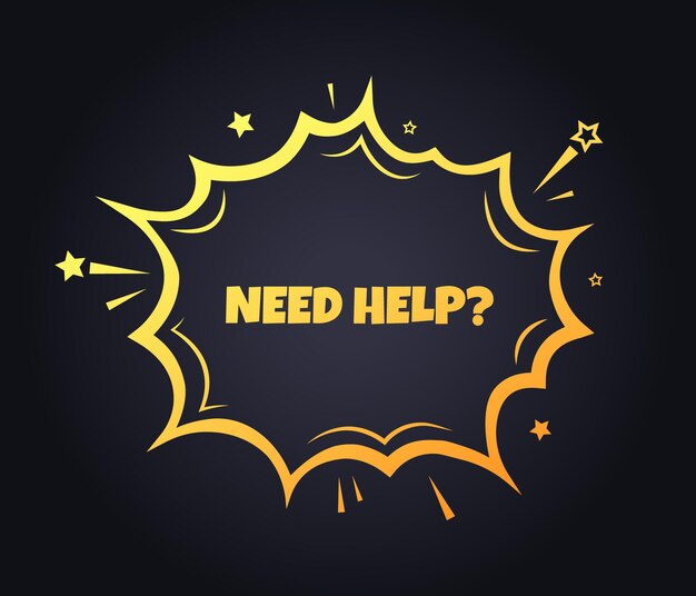 Need help sign Flat pop art style Vector icon