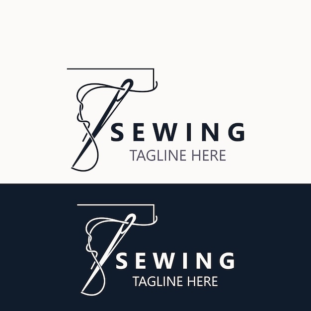 Needle and thread Sewing tailor logo outline combination Line flat design template Simple icons Concept tailor illustration