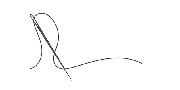 Vettore ago e filo silhouette icona illustrazione vettoriale logo su misura con simbolo dell'ago e curvy