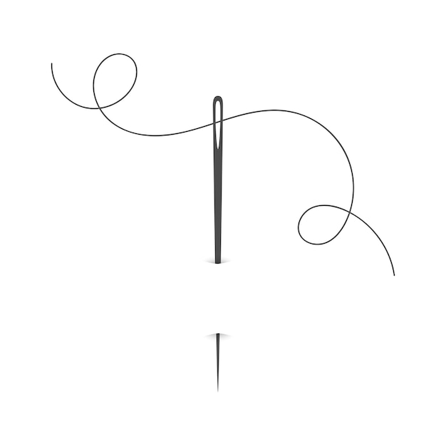 Иглы и нитки силуэт значок векторные иллюстрации портной логотип с символом иглы и пышными формами