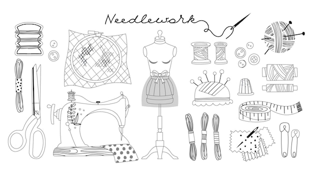 Needlework black and white set