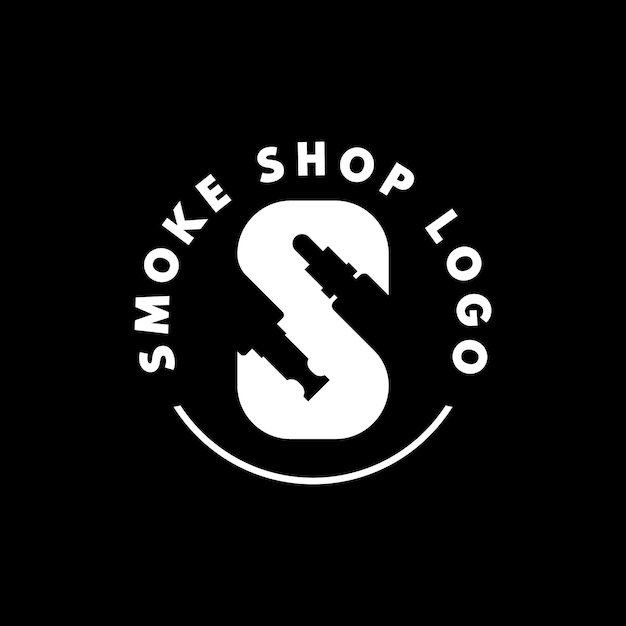 Vector negatief space vape shop-logo met de woorden smoke shop-logo erop