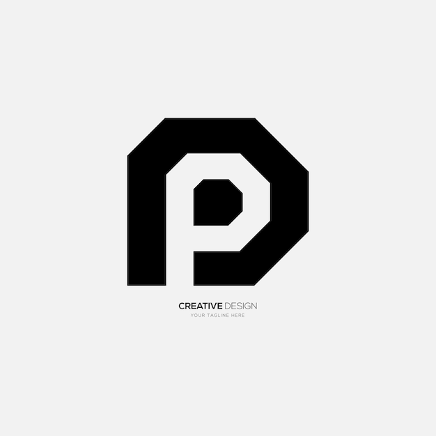 Negatieve ruimte unieke letter PD of DP moderne vorm branding logo