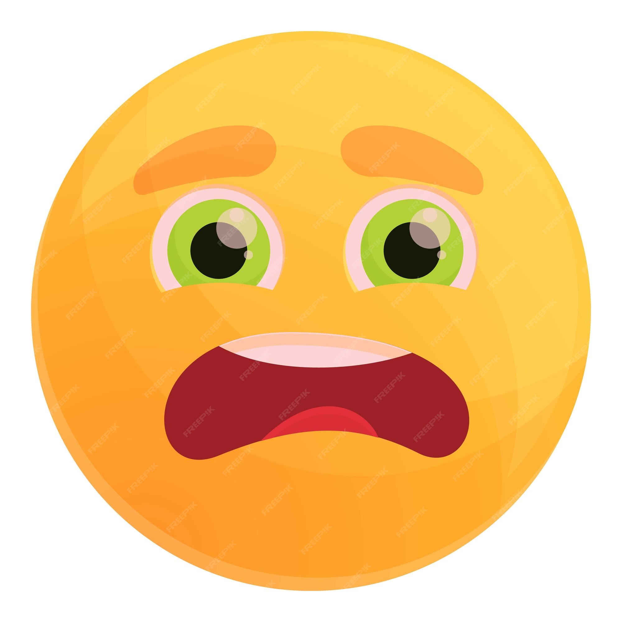 Cartoon face vector icon, surprised, frightened or worry emoji