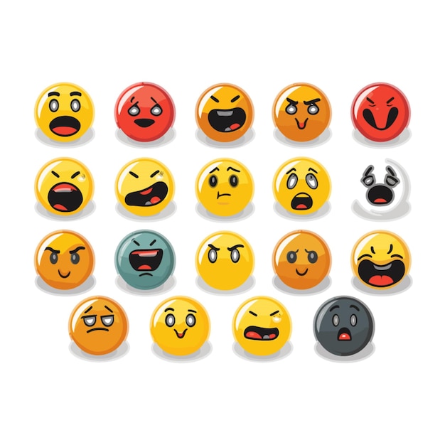 Negative Faces Emojis vector on white background