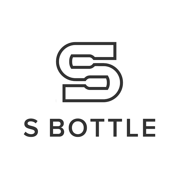 Spazio negativo bottiglia lettera s contorno semplice elegante moderno logo design vettore