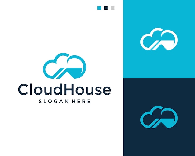 Negative space cloud home logo design