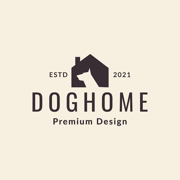Spazio negativo cane con home logo simbolo icona grafica vettoriale illustrazione idea creativa