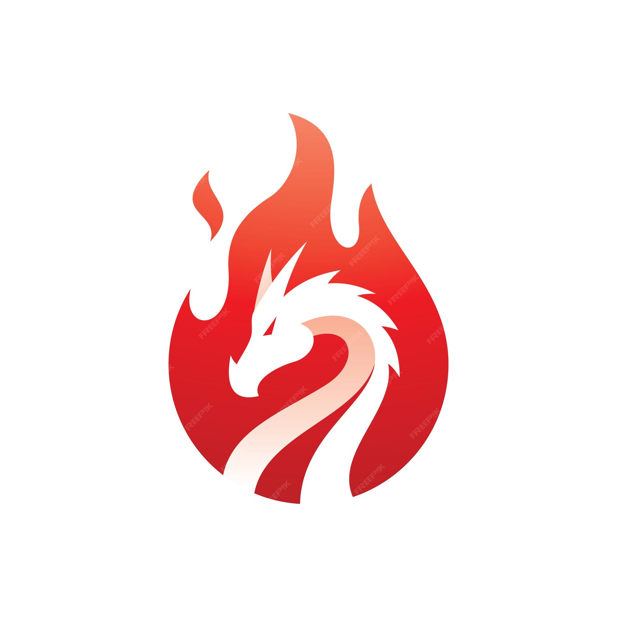 Premium Vector | Negative space dragon fire illustration with ...