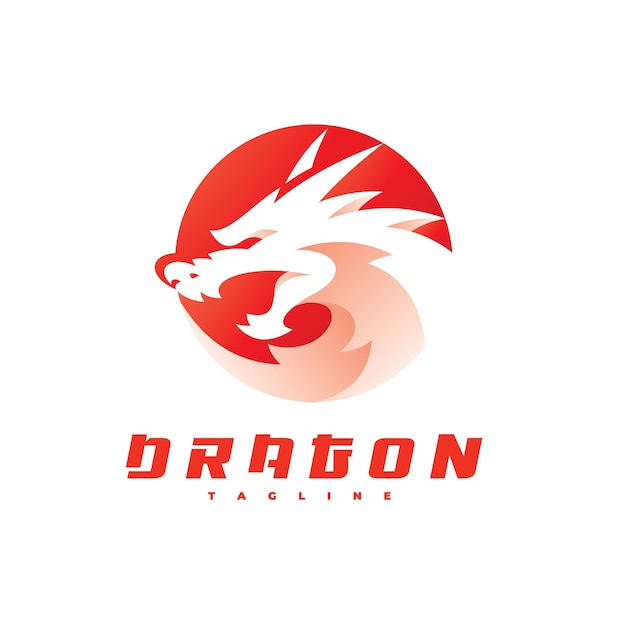Negative space dragon logo design Dragon head vector icon with modern gradient style