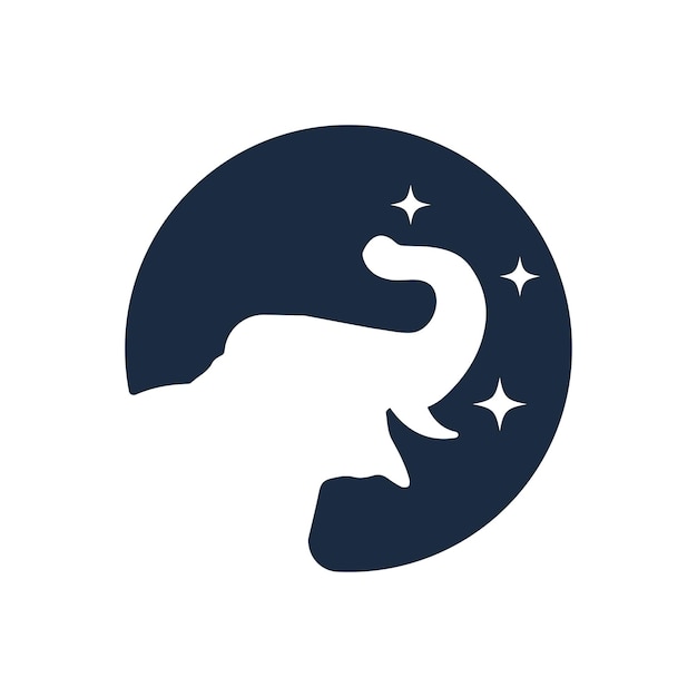 Negative space elephant head in circle background with star logo design