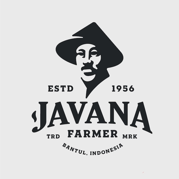 Vector negative space farmer vintage logo