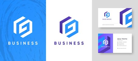 Негативное пространство буквица g бизнес-логотип компании с дизайном визитной карточки свежий или чистый