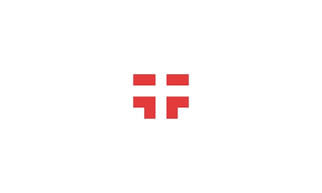 Vector negative space logo plus cross sign swiss flag monogram letter f