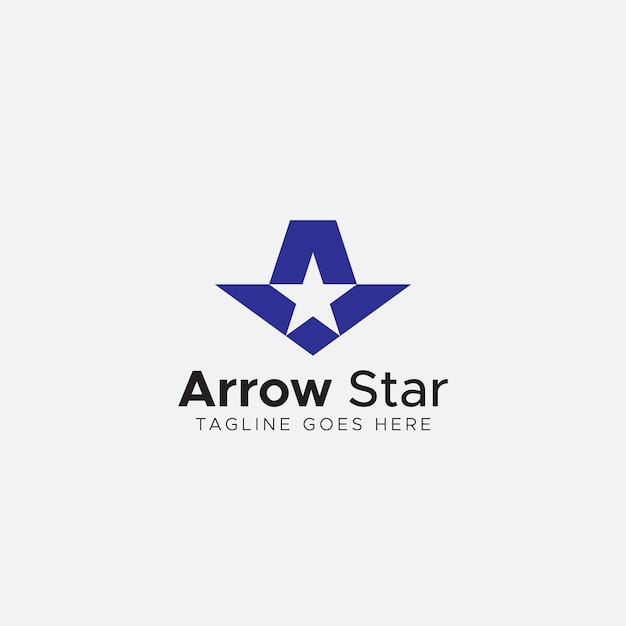 Negative space Star and down Arrow logo design simple and clean