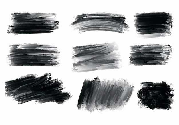 Negen abstracte grunge penseelstreek set