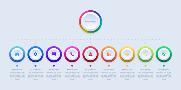 Negen cirkel stappen zakelijke infographic