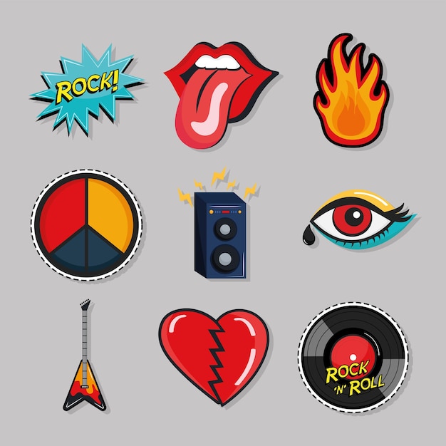 Negen rock-'n-roll-stickers