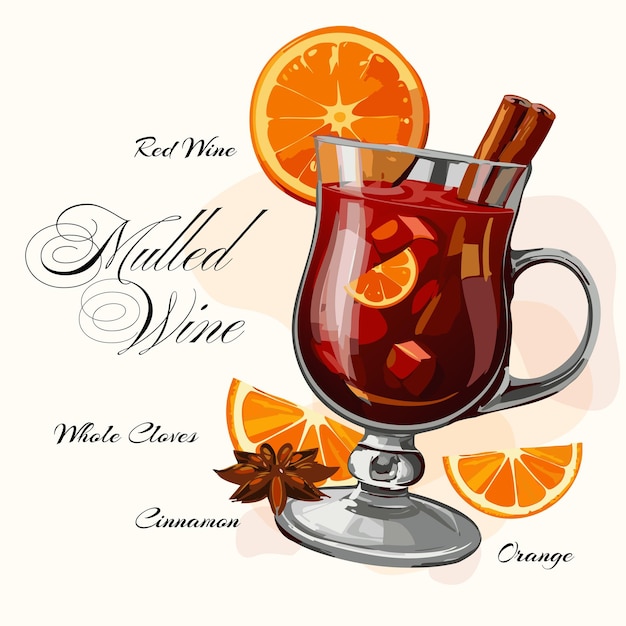 Коктейль Negroni Плоский дизайн Летний коктейль Питье Векторная иллюстрация