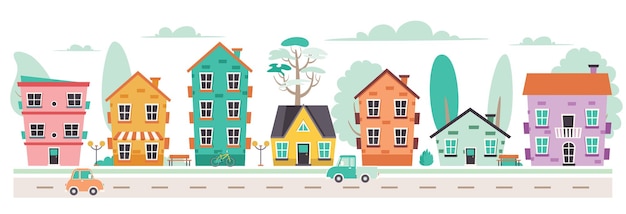 Vector neighbourhood street illustration