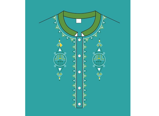 nek ontwerp borduurstijl in zee groene kleur achtergrond