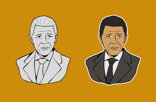 Nelson mandela portrait cartoon illustration