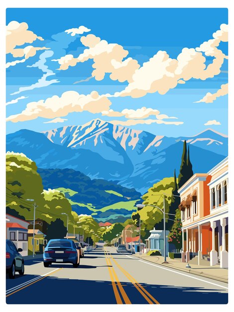 Vector nelson new zealand vintage travel poster souvenir postcard portrait painting wpa illustration