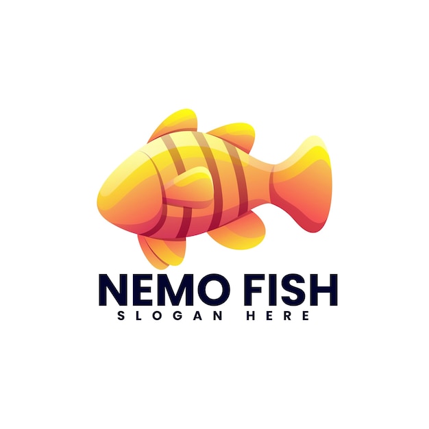 Vector nemo fish illustration colorful logo