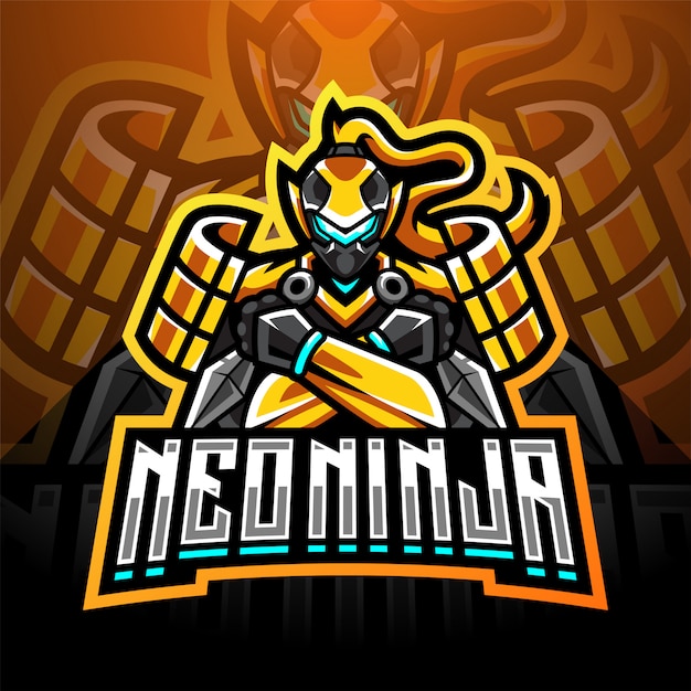 Neo ninja esport mascotte logo ontwerp